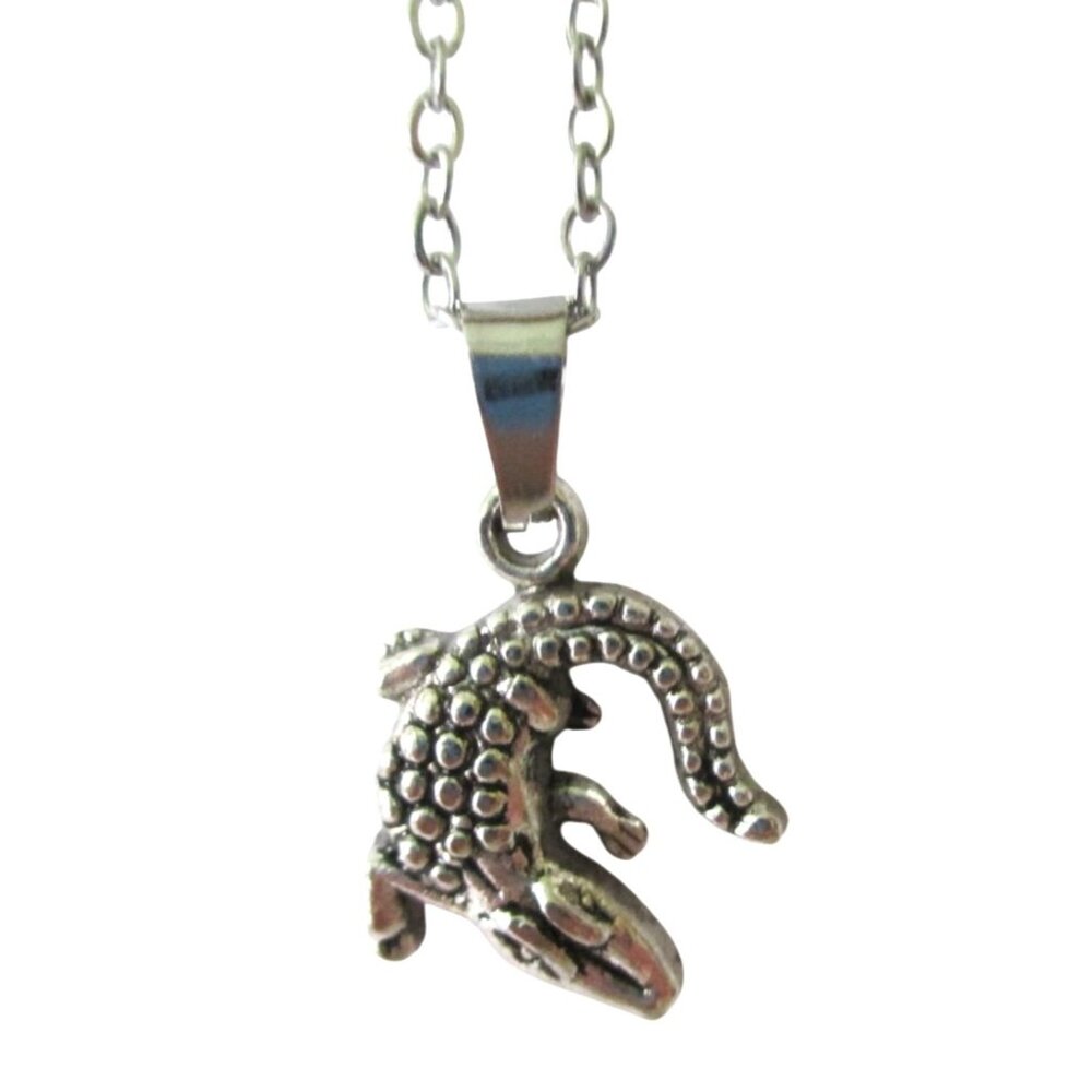New Alligator Pendant Necklace With 18" Stainless Chain Animal Jewelry Gift